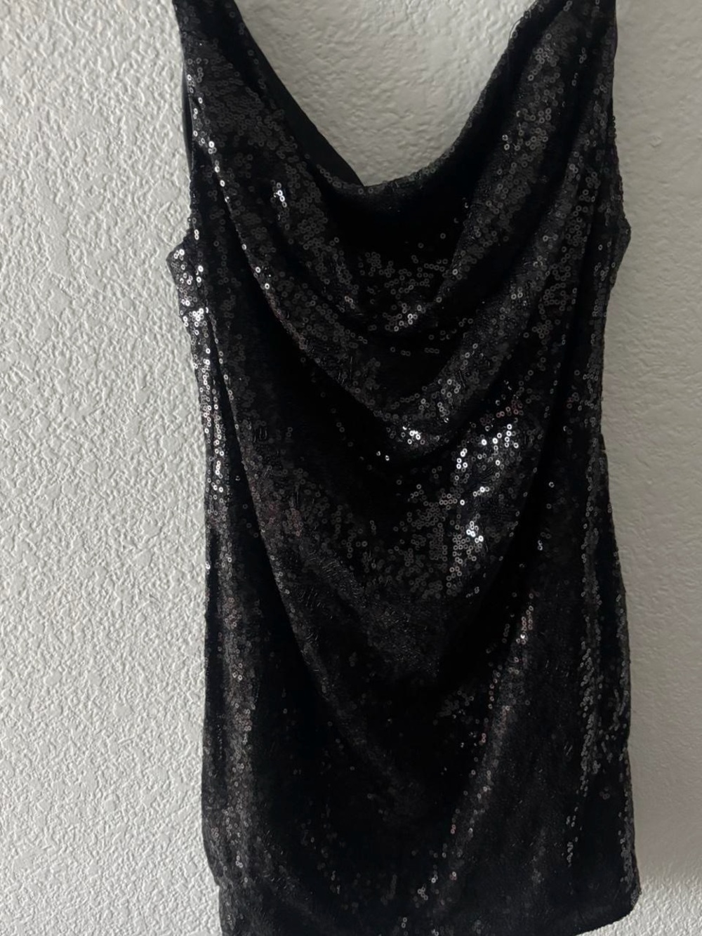 Amazon Black Sequin Cowl Neck Mini Dress